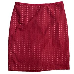 Outback Red Burnt Orange Salmon Polka Dot Embroidery Pencil Skirt Sz 6 8 Whimsy